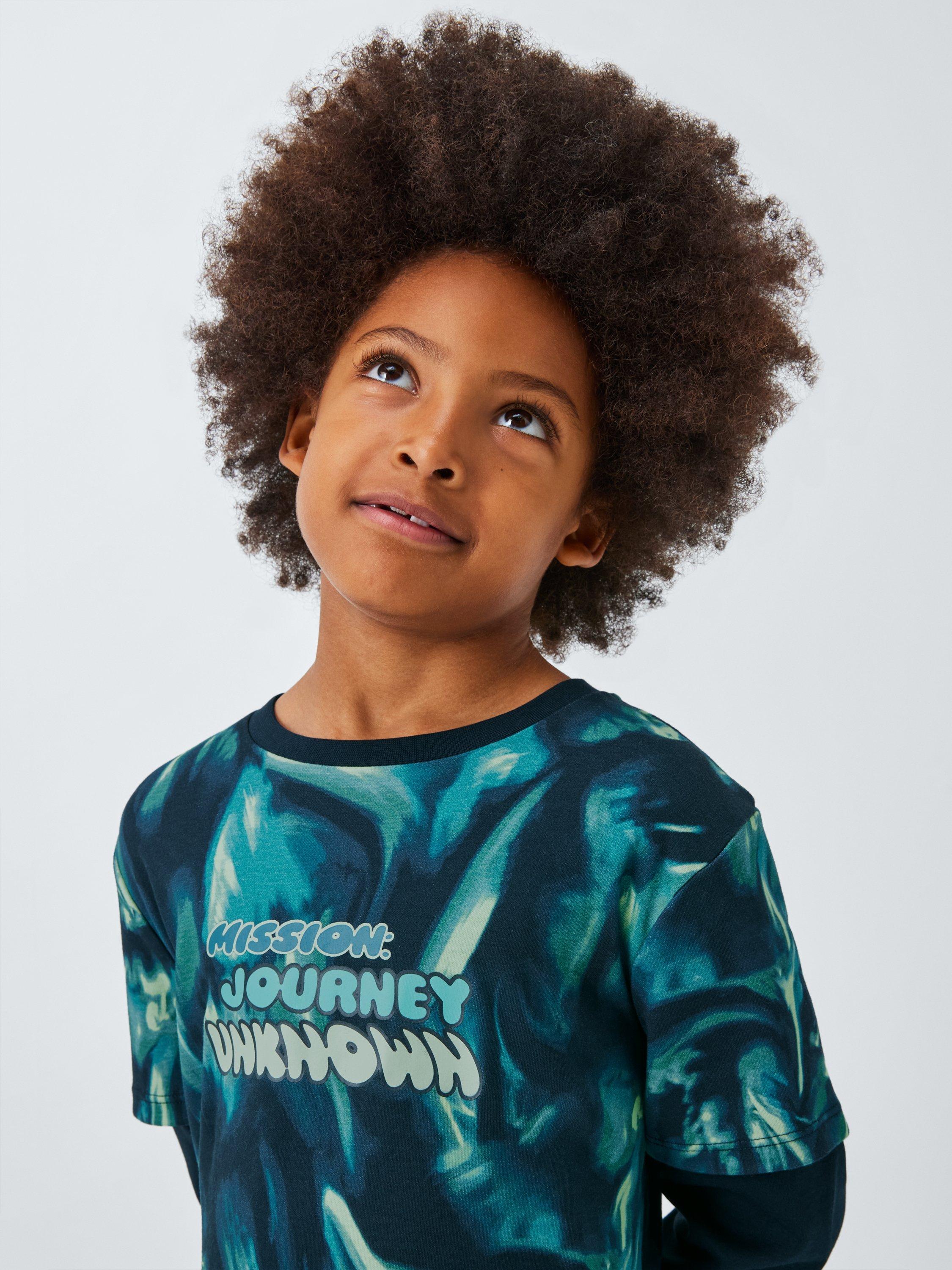 Product image 2 of 7, which shows John Lewis Kids' Northern Lights Pyjamas, Navy, 3 years