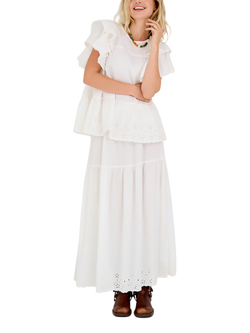 A-VIEW Abby Broderie Anglaise Maxi Skirt, White, White