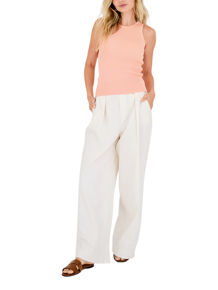 Product image 1 of 5, which shows A-VIEW Rib Knit Tank Top, Peach, L