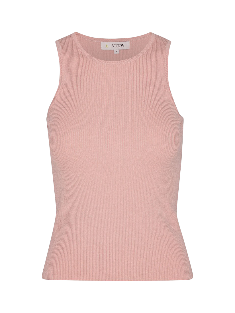 Product image 4 of 5, which shows A-VIEW Rib Knit Tank Top, Peach, L