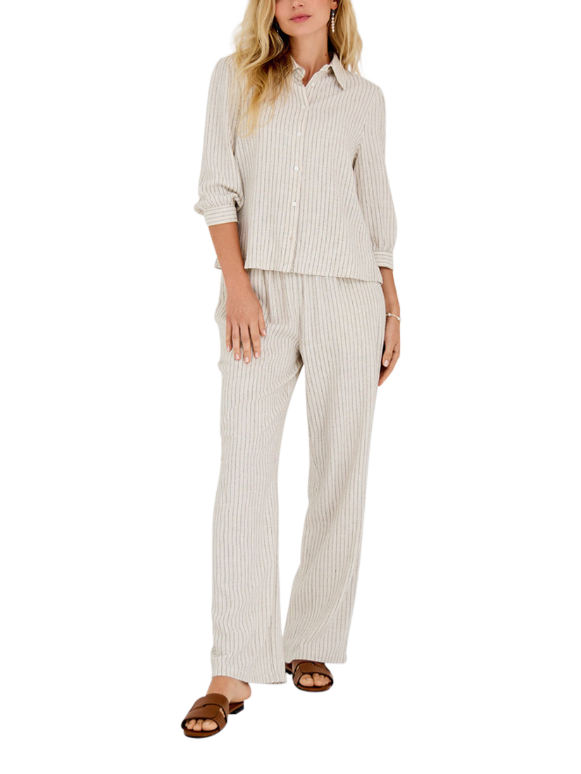 Product image 1 of 5, which shows A-VIEW Martha Stripe Trousers, Sand/Black, 12