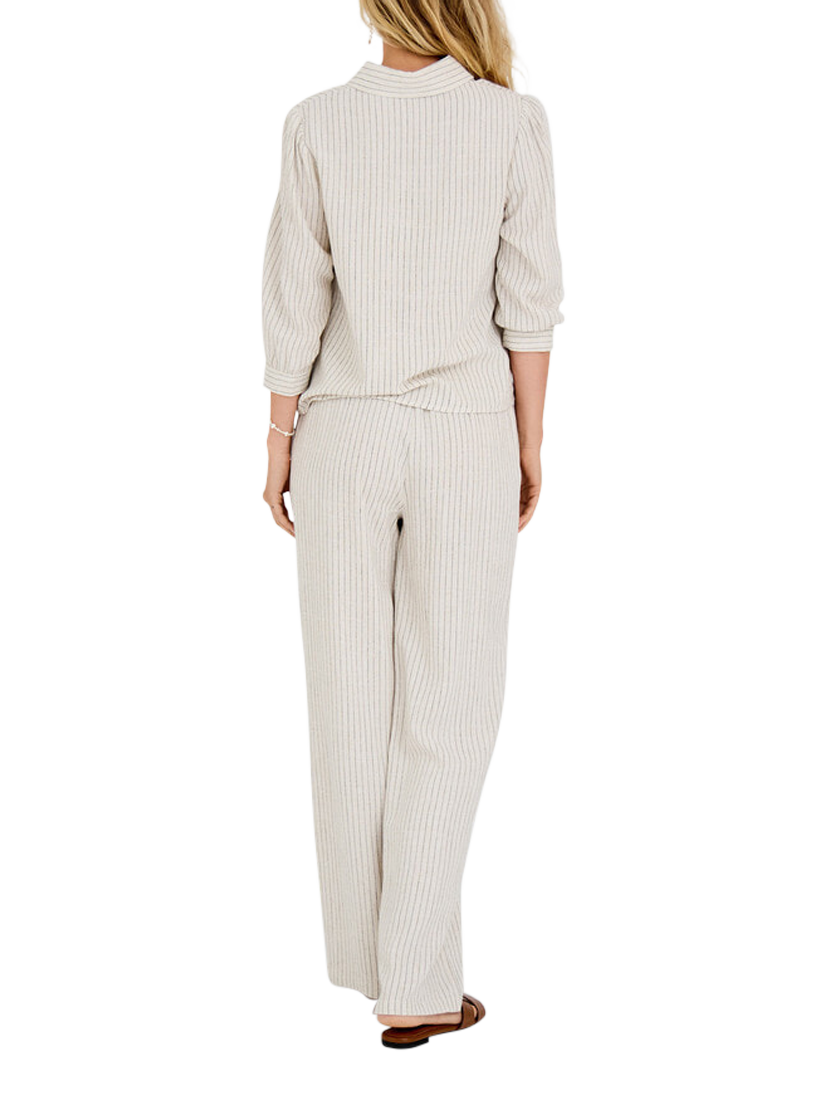 Product image 2 of 5, which shows A-VIEW Martha Stripe Trousers, Sand/Black, 12