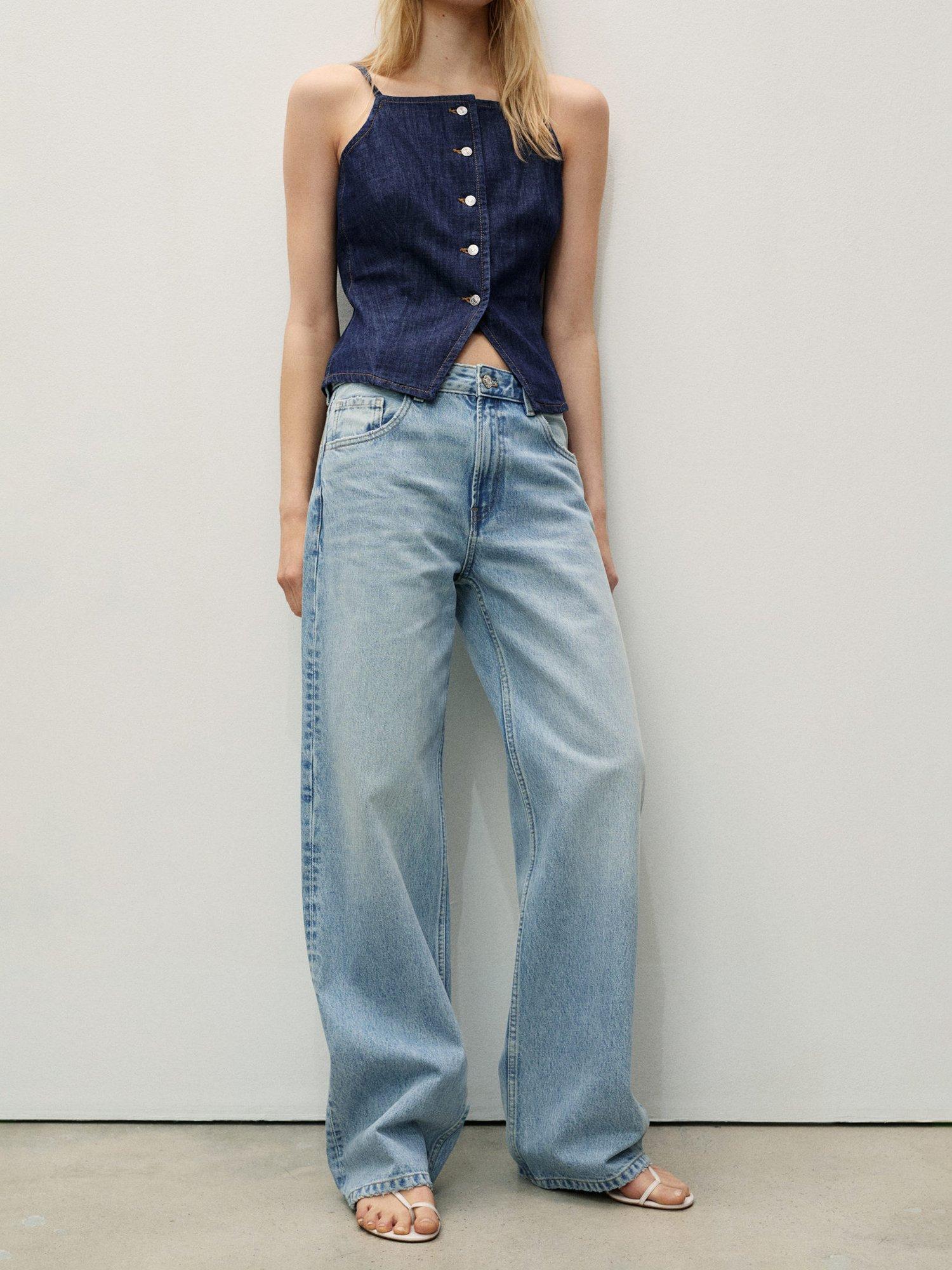 Product image 1 of 7, which shows Mango Miami Straight Leg Jeans, Light Blue, 4