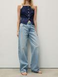 Mango Miami Straight Leg Jeans, Light Blue