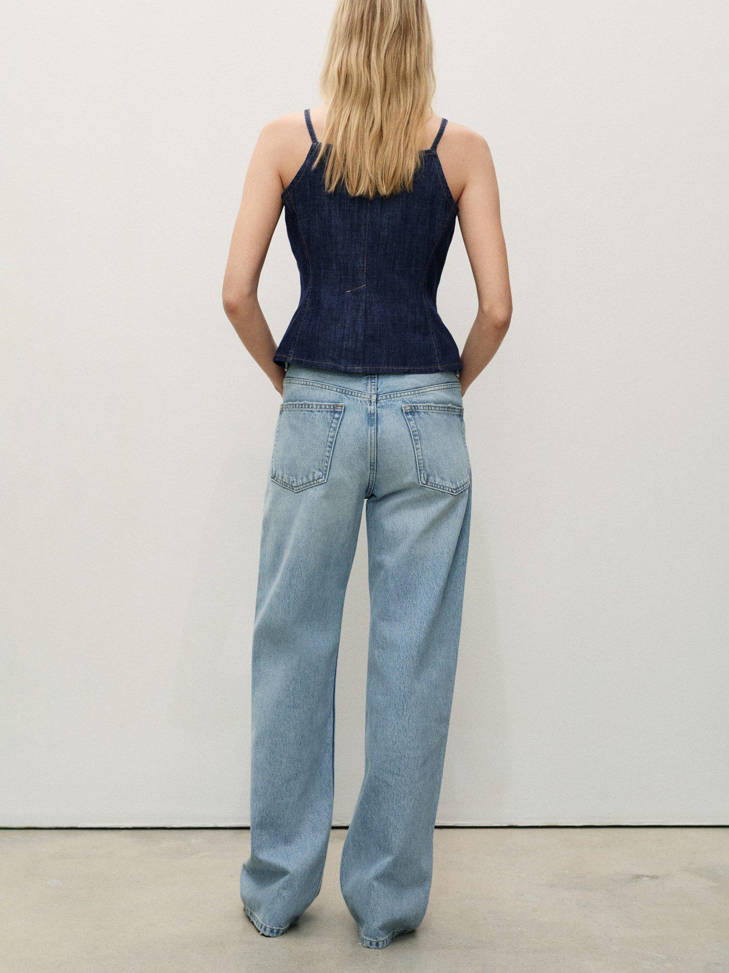 Product image 4 of 7, which shows Mango Miami Straight Leg Jeans, Light Blue, 4