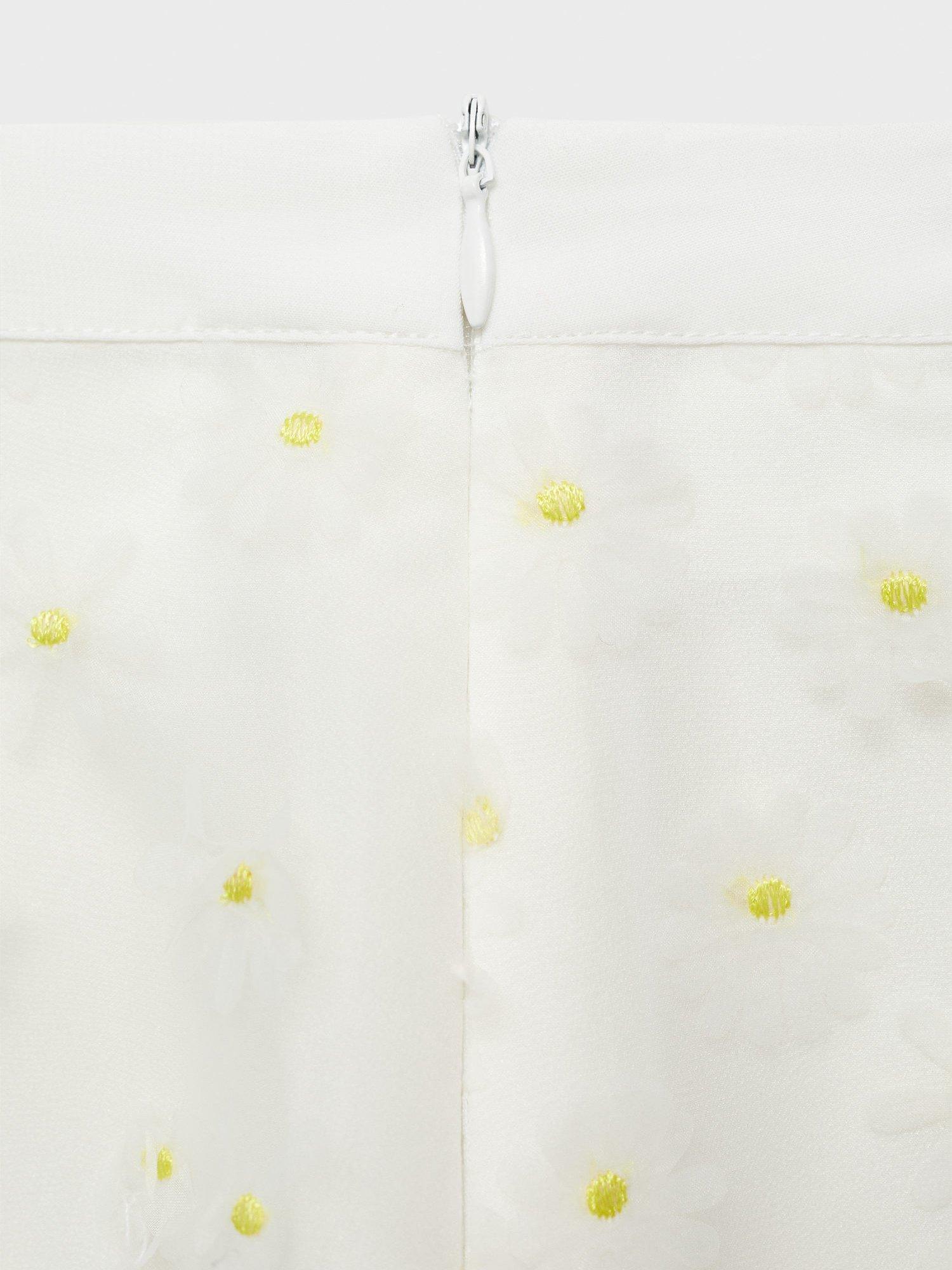 Product image 5 of 7, which shows Mango Dacy Floral Embroidered Sheer Midi Skirt, Natural White, L