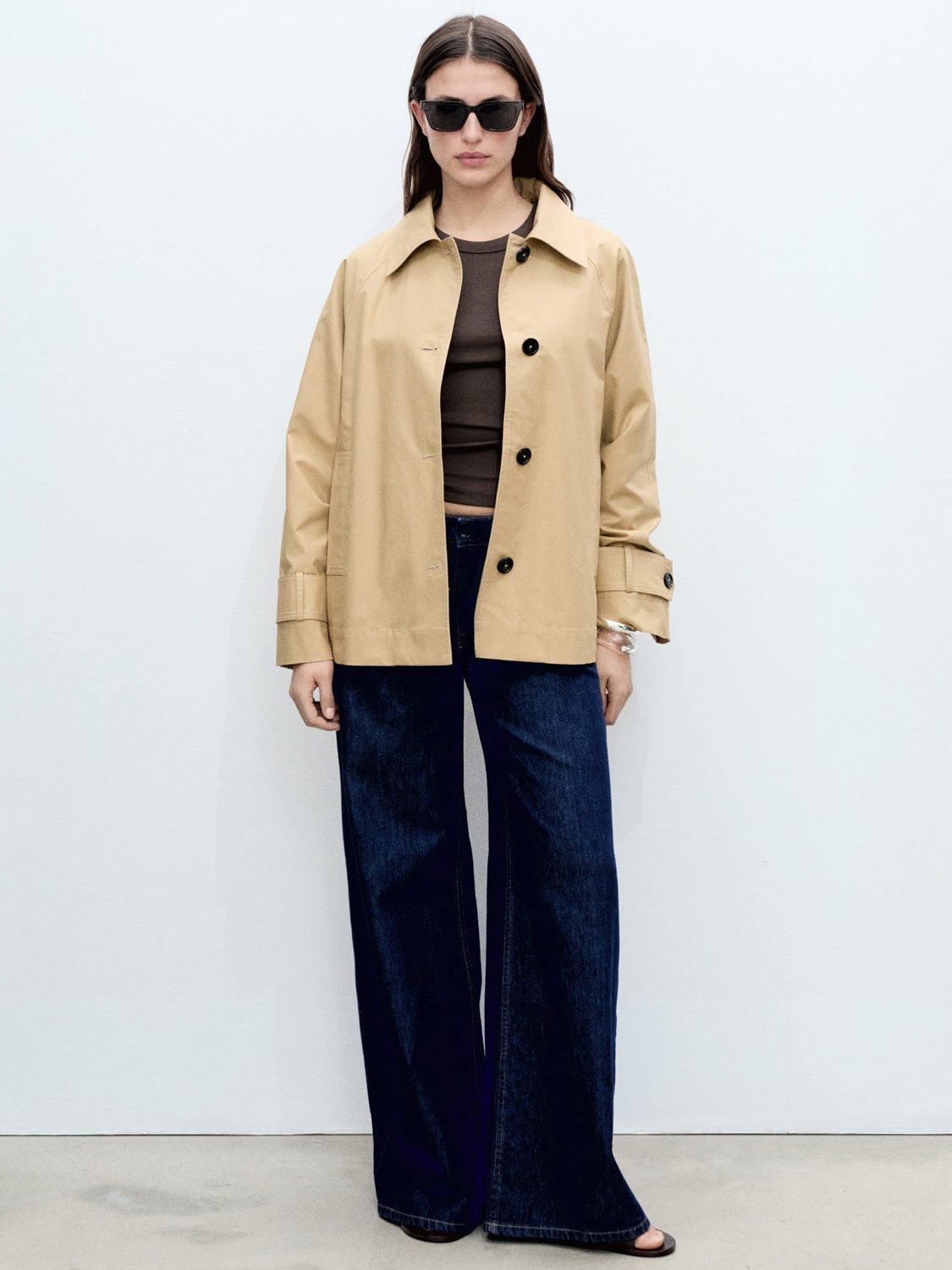 Product image 1 of 8, which shows Mango Tropic Collared Parka, Beige, M