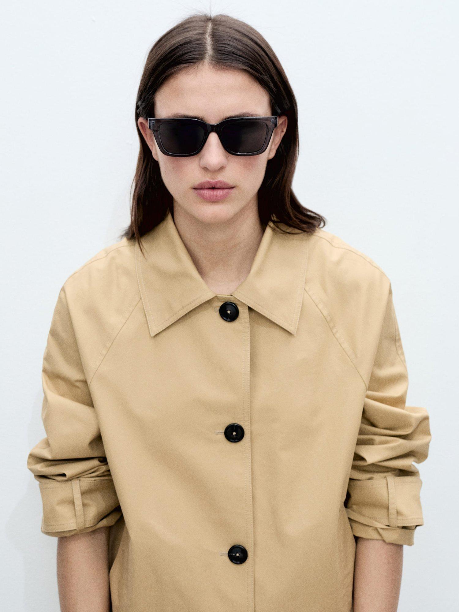 Product image 2 of 8, which shows Mango Tropic Collared Parka, Beige, M