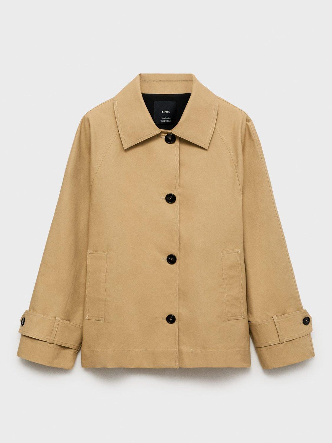Product image 3 of 8, which shows Mango Tropic Collared Parka, Beige, M