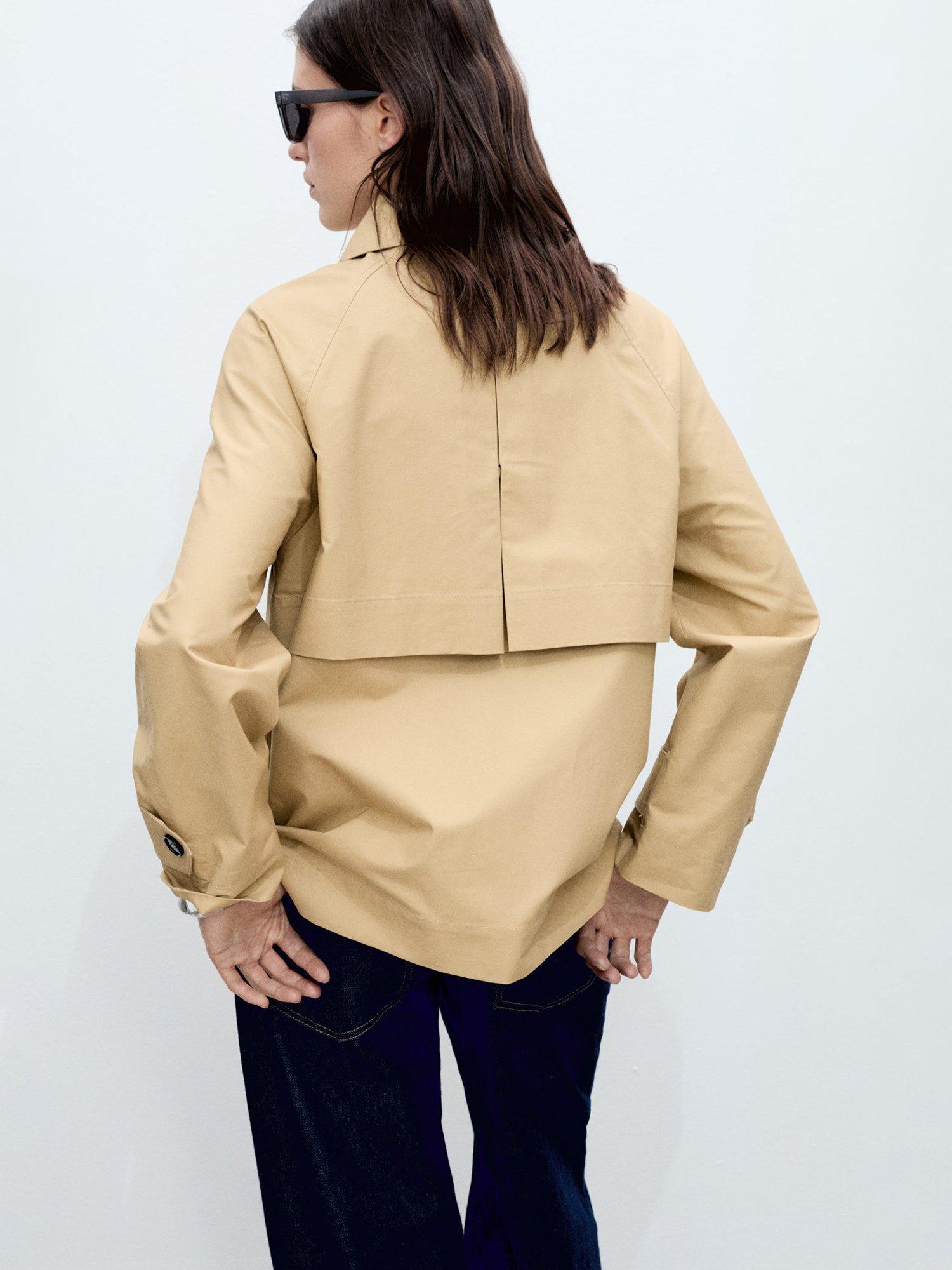 Product image 4 of 8, which shows Mango Tropic Collared Parka, Beige, M