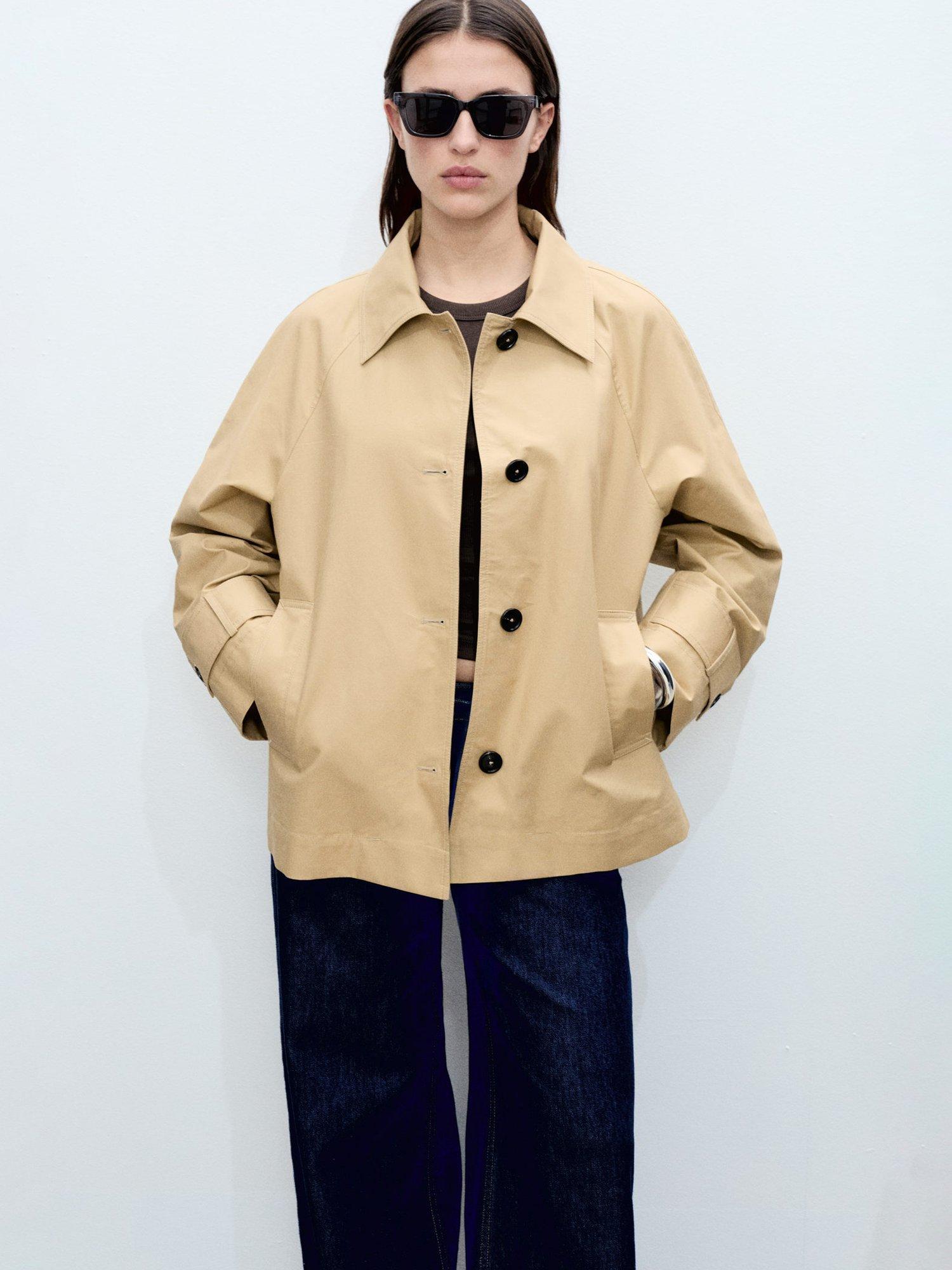 Product image 6 of 8, which shows Mango Tropic Collared Parka, Beige, M
