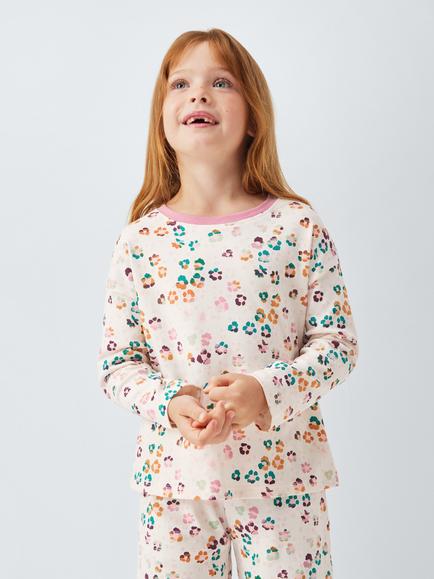 John Lewis Kids' Leo Floral Pyjamas, White/Multi, White