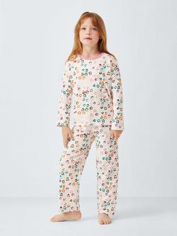 John Lewis Kids' Leo Floral Pyjamas, White/Multi - view 2, White