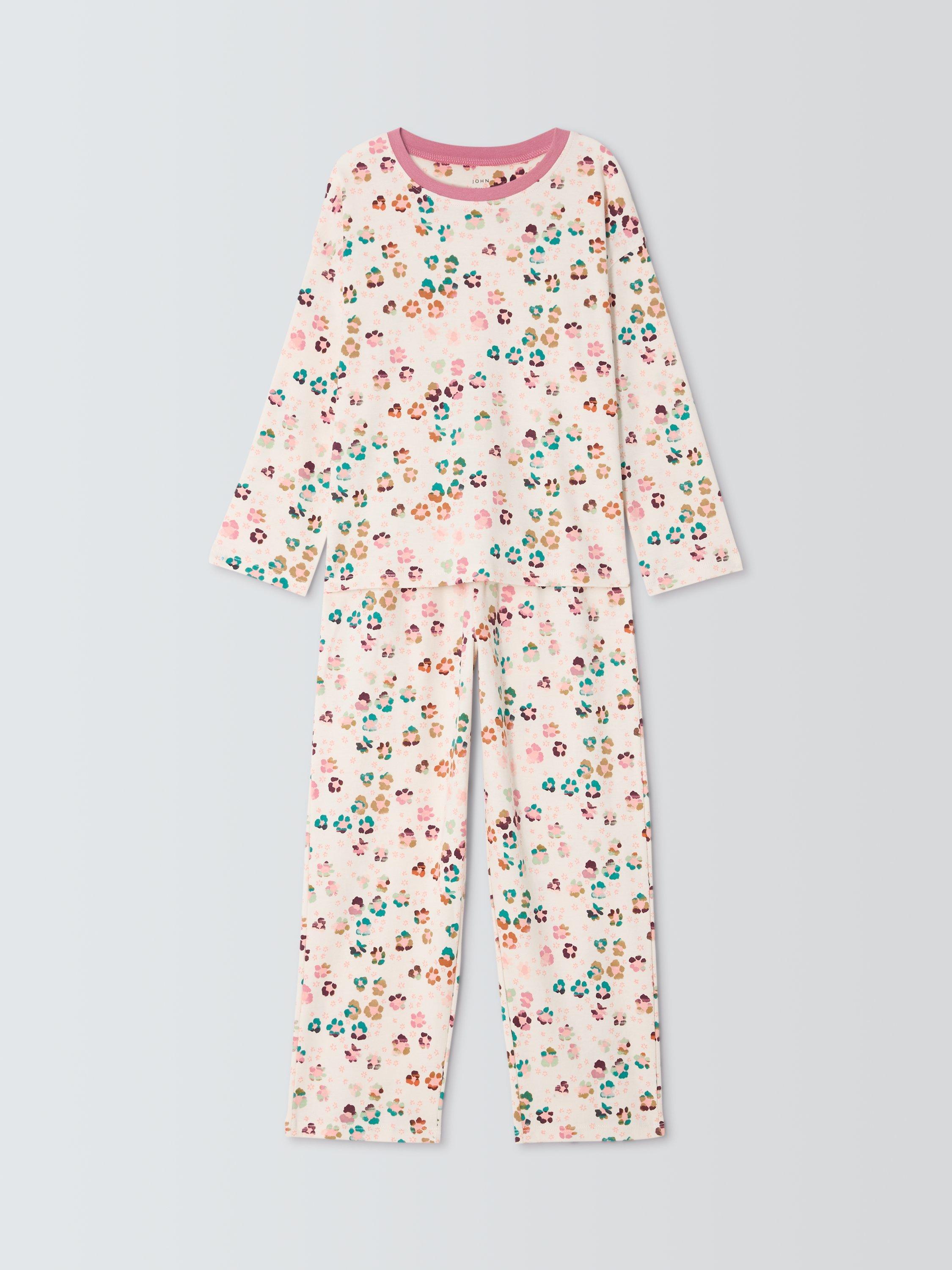 Product image 3 of 7, which shows John Lewis Kids' Leo Floral Pyjamas, White, 5 years