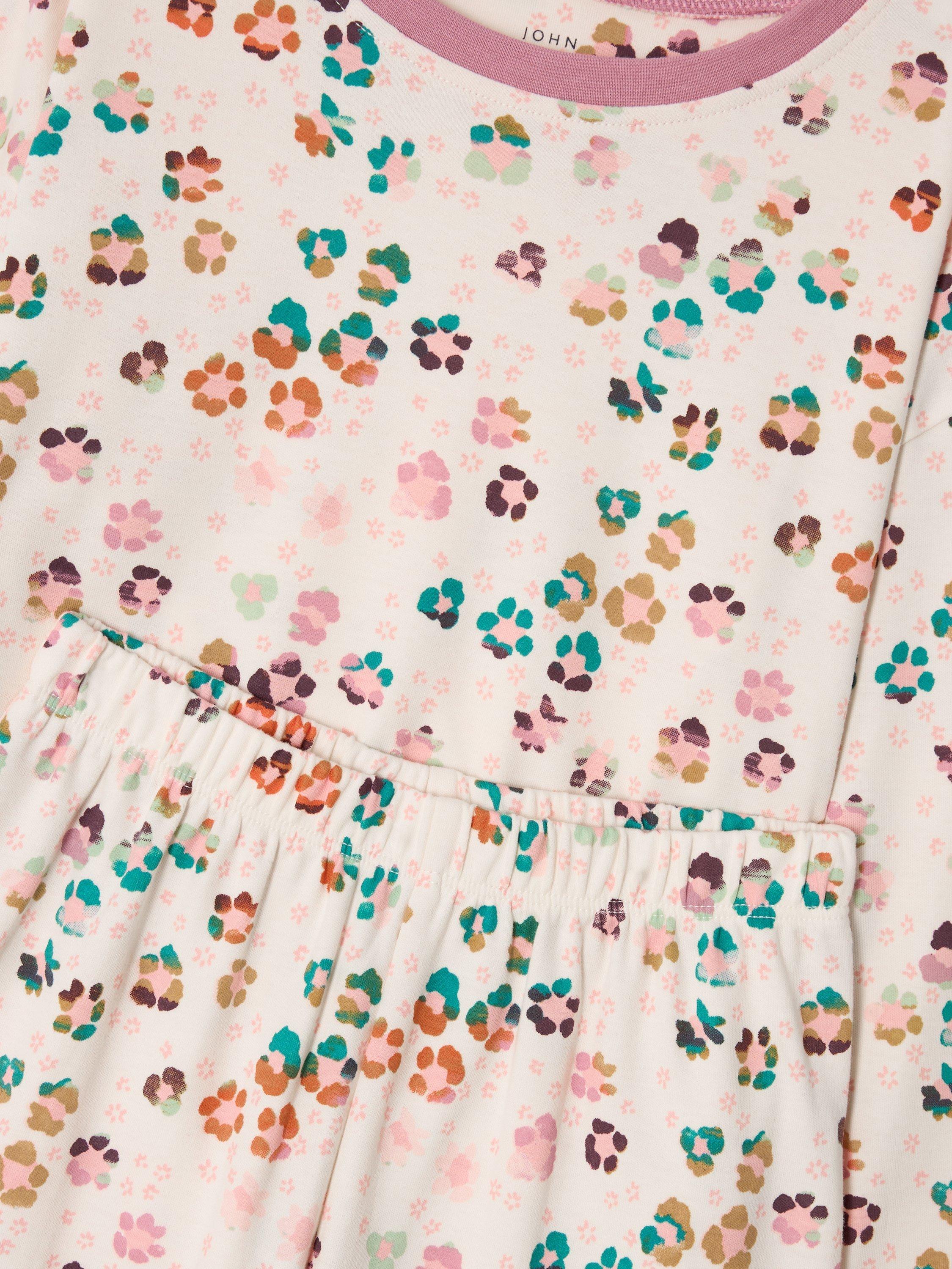 Product image 5 of 7, which shows John Lewis Kids' Leo Floral Pyjamas, White, 5 years