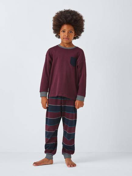 John Lewis Kids' Stripe & Colourblock Pyjamas, Pack of 3, Multi - view 2, Multi Multi