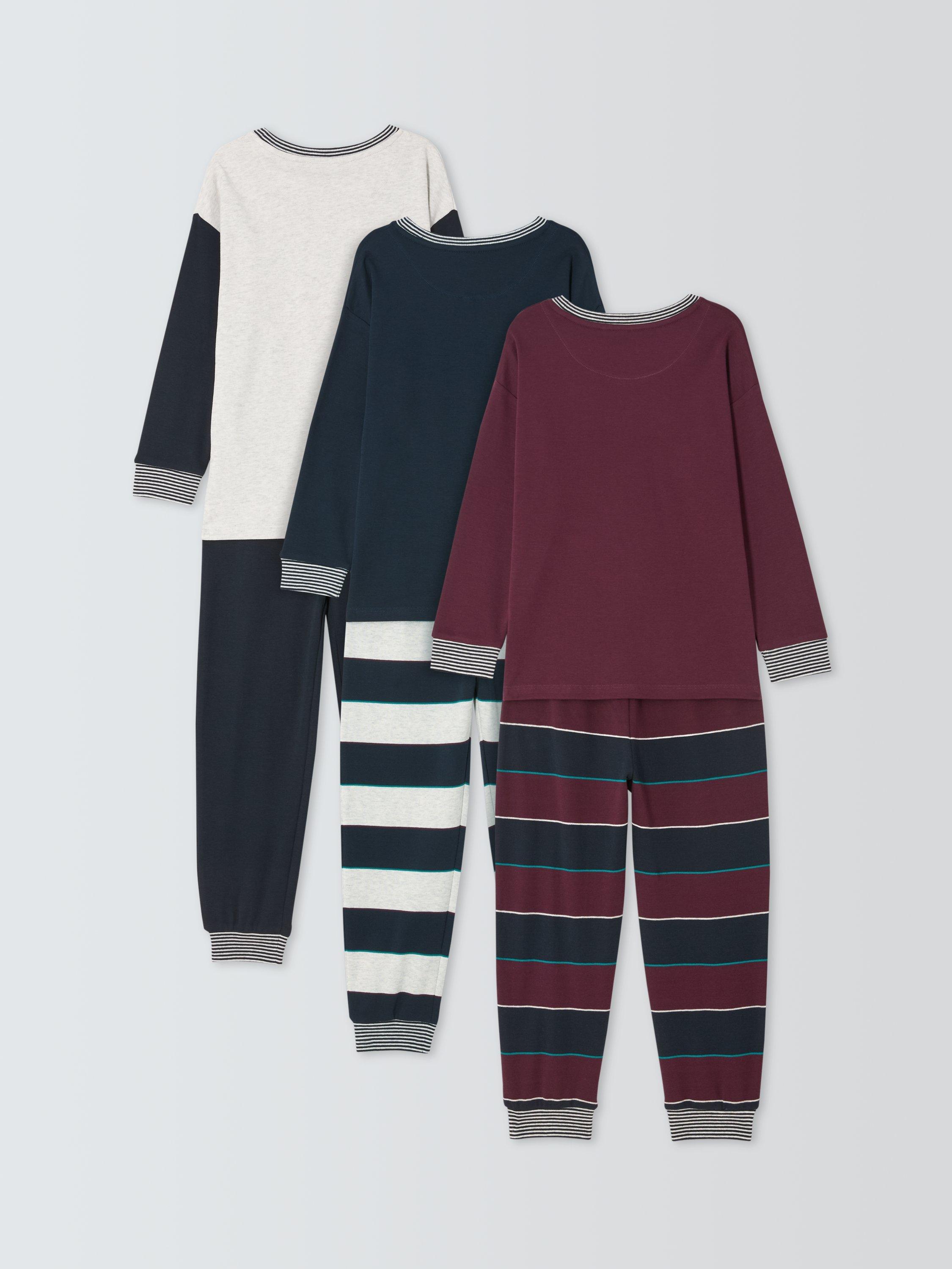 Product image 4 of 7, which shows John Lewis Kids' Stripe & Colourblock Pyjamas, Pack of 3, Multi, 12 years