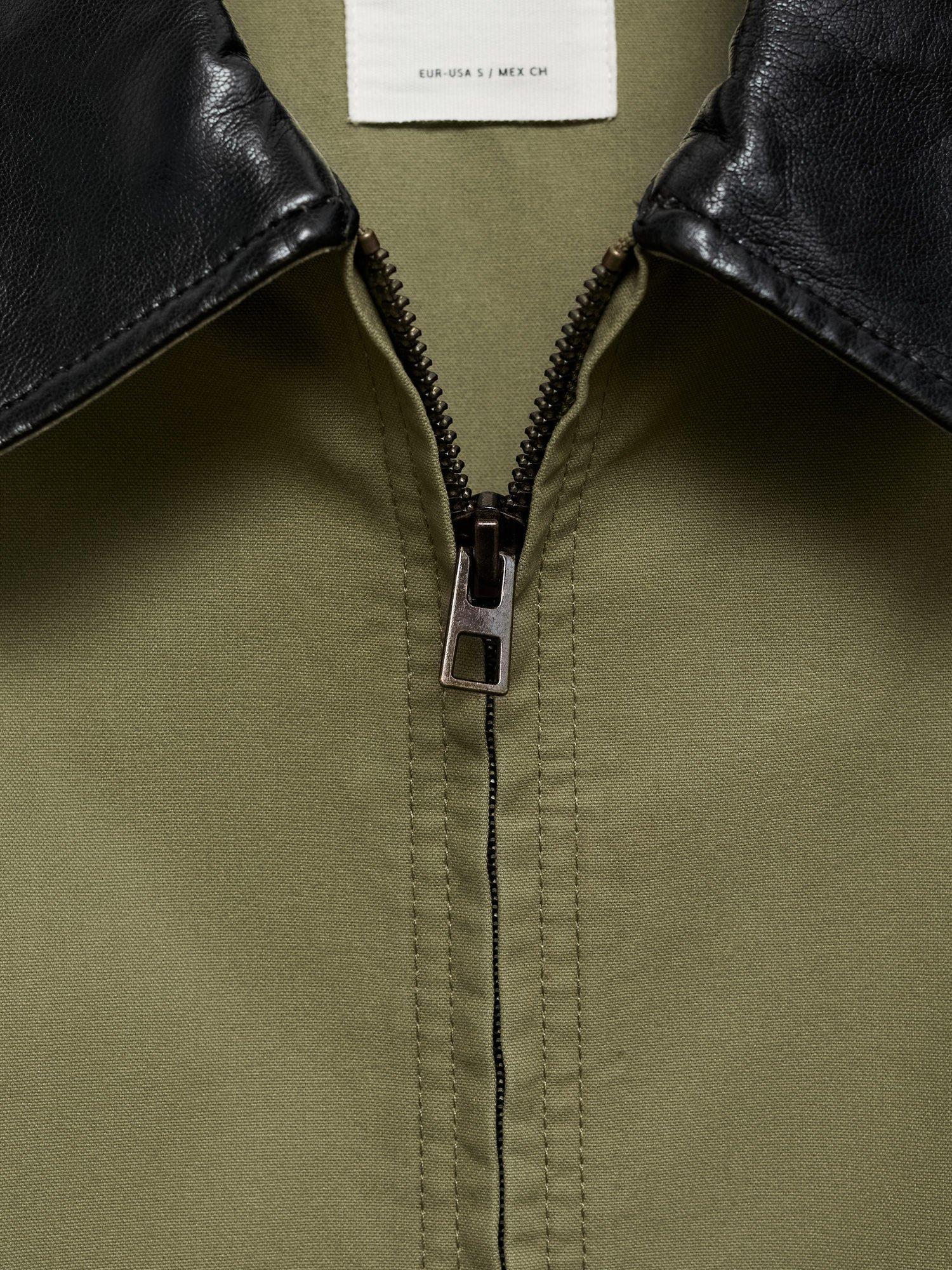 Product image 7 of 7, which shows Mango Sheila Faux Leather Collar Jacket, Khaki, L