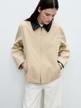 Mango Sheila Faux Leather Collar Jacket, Beige