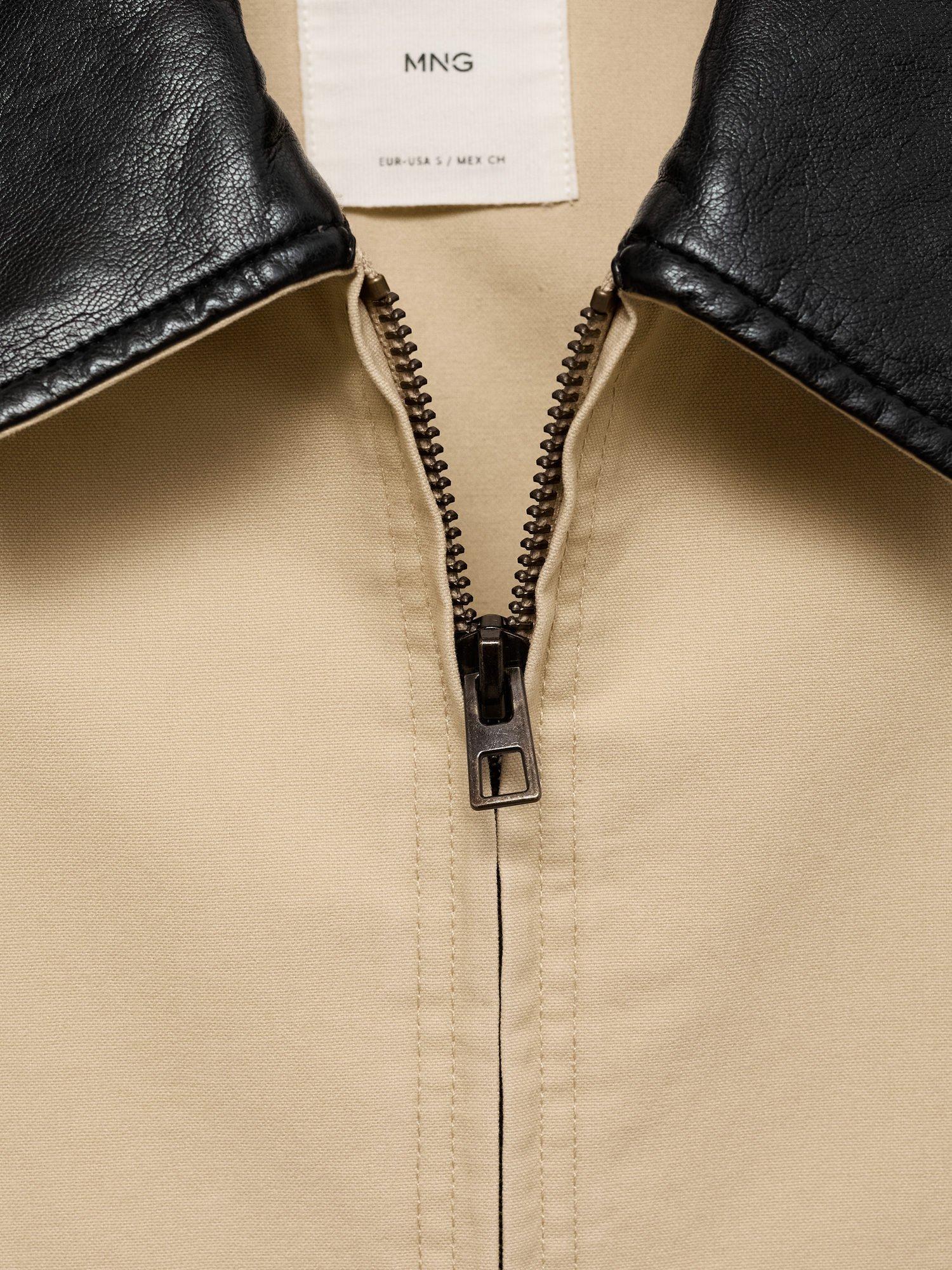 Product image 8 of 8, which shows Mango Sheila Faux Leather Collar Jacket, Beige, L