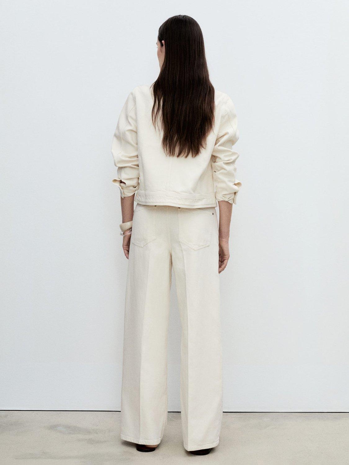 Product image 4 of 8, which shows Mango Mara Belted Wide Leg Jeans, Natural White, 10