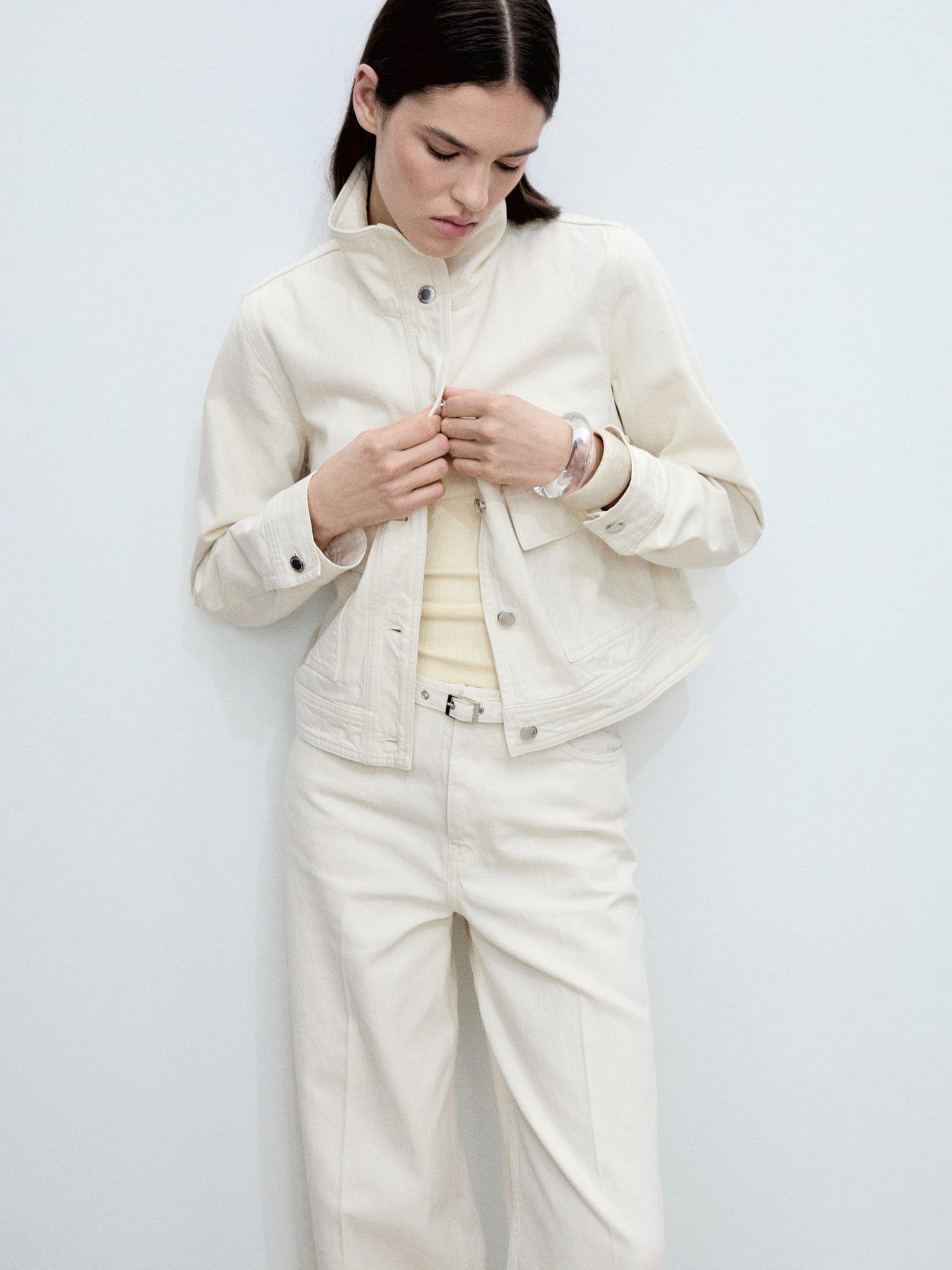 Product image 6 of 8, which shows Mango Mara Belted Wide Leg Jeans, Natural White, 10