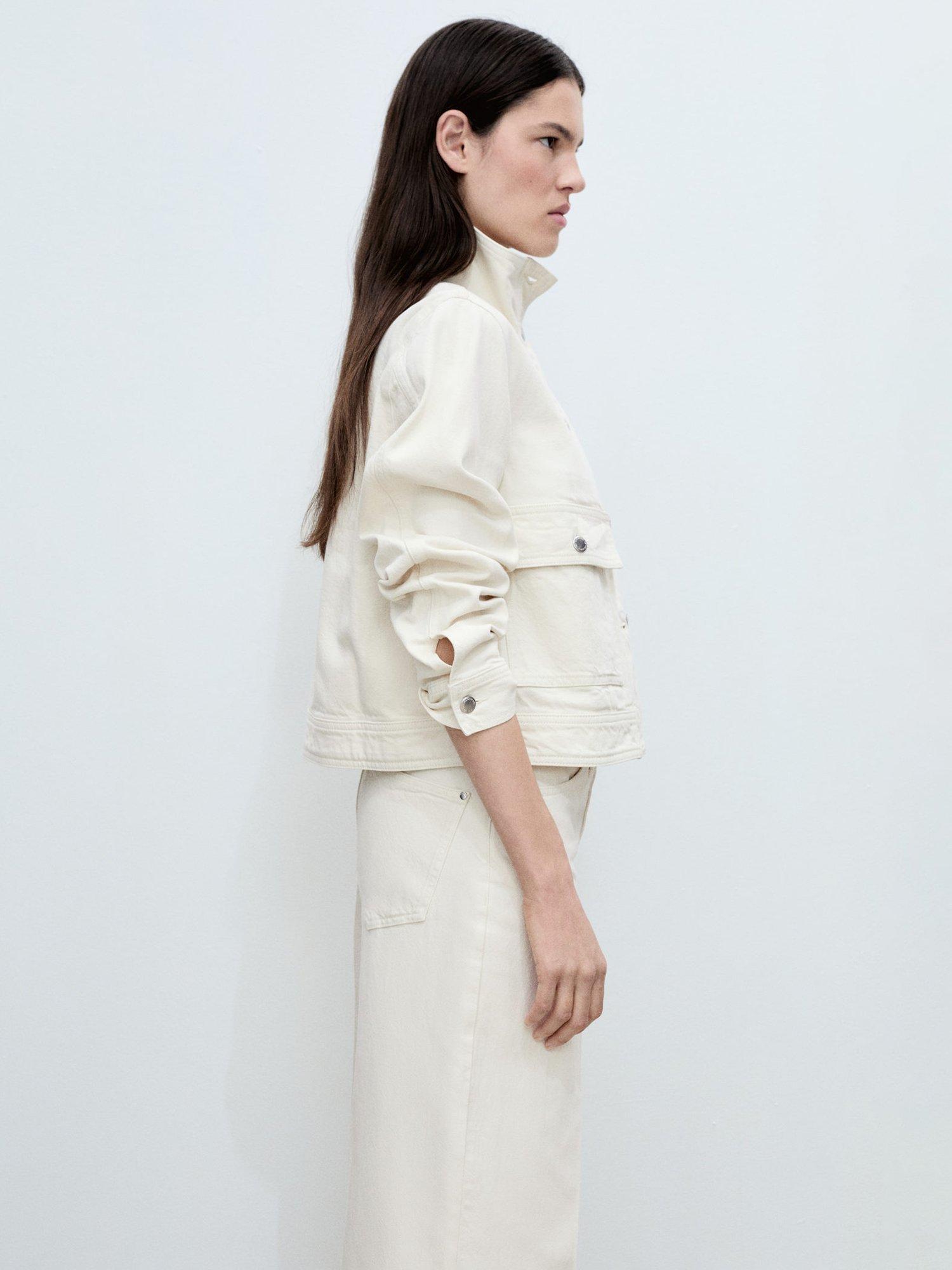 Product image 7 of 8, which shows Mango Mara Belted Wide Leg Jeans, Natural White, 10