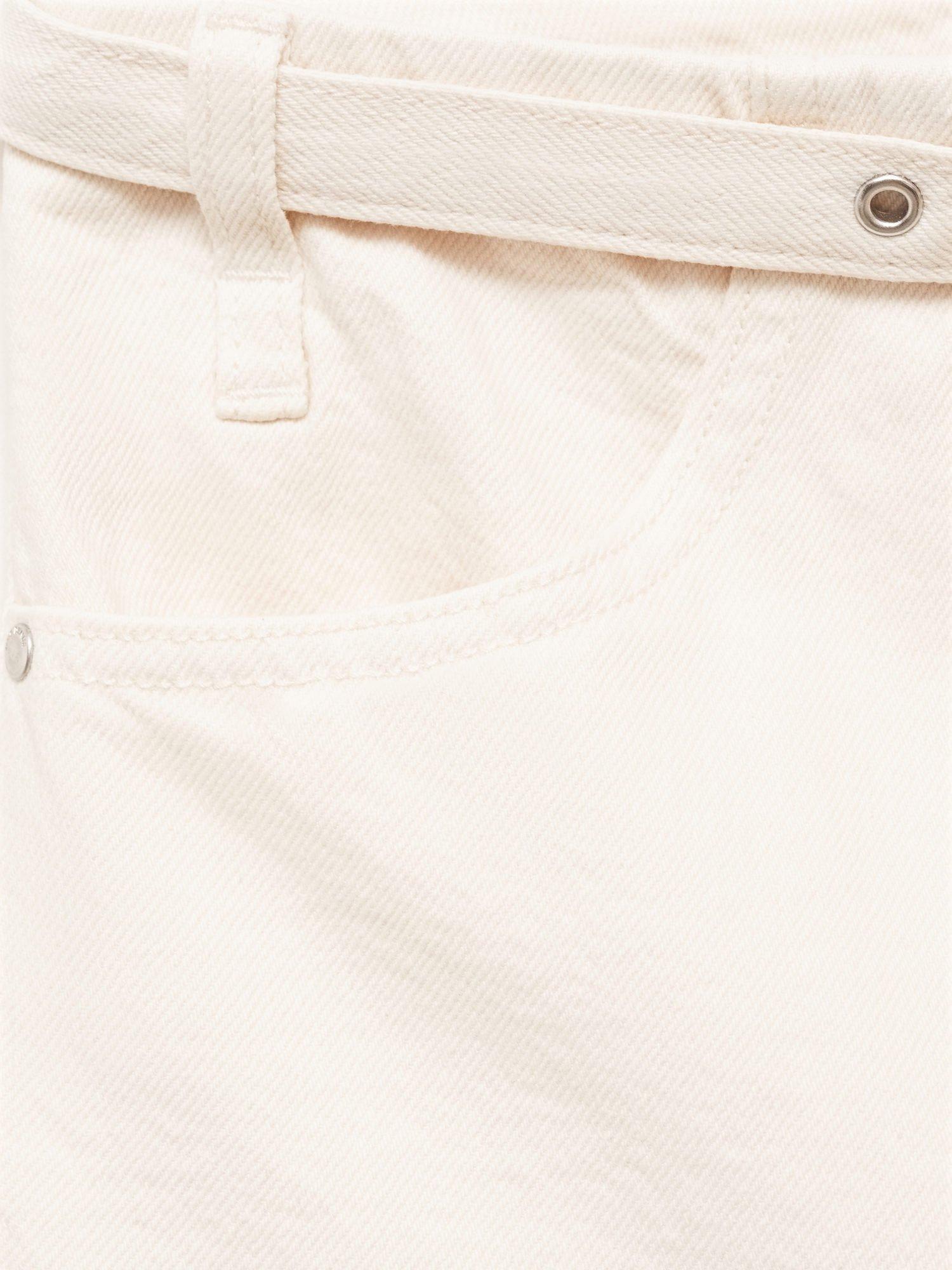 Product image 8 of 8, which shows Mango Mara Belted Wide Leg Jeans, Natural White, 10