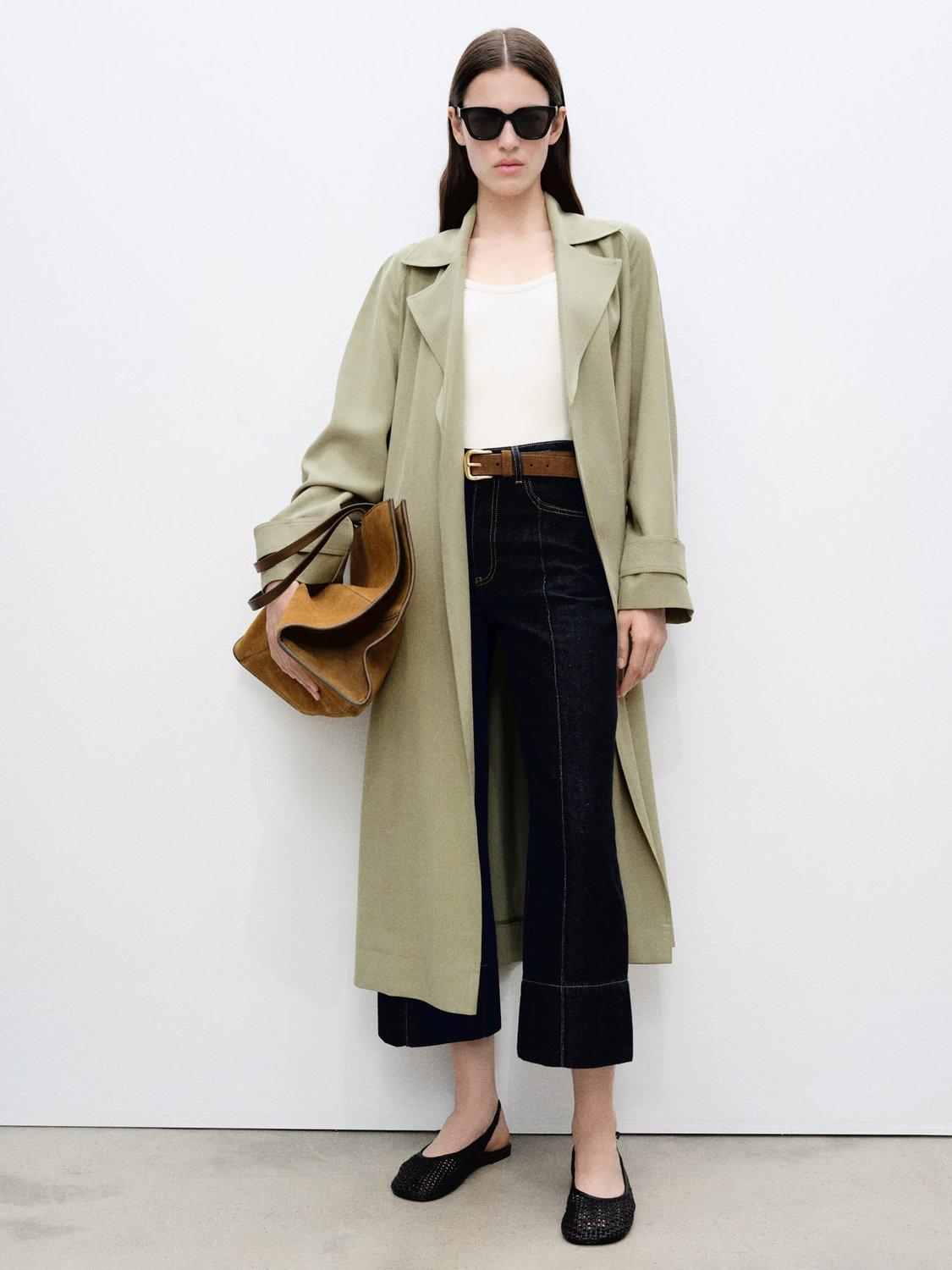 Product image 2 of 7, which shows Mango Taxi Belted Trench Coat, Khaki, XS
