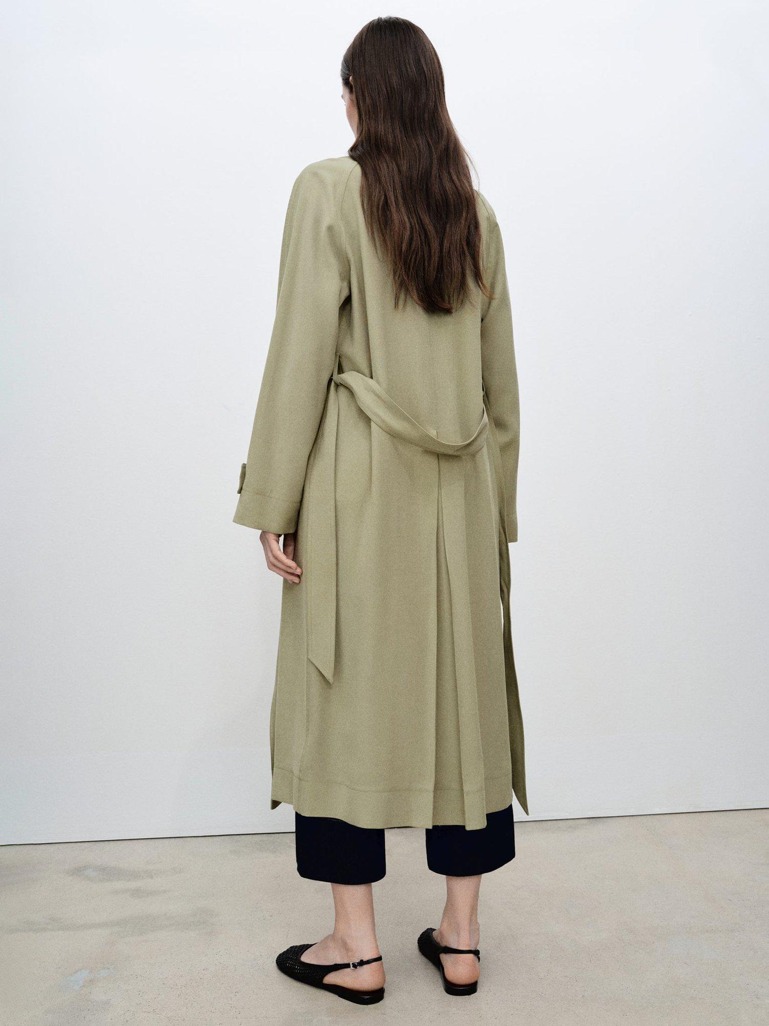 Product image 4 of 7, which shows Mango Taxi Belted Trench Coat, Khaki, XS