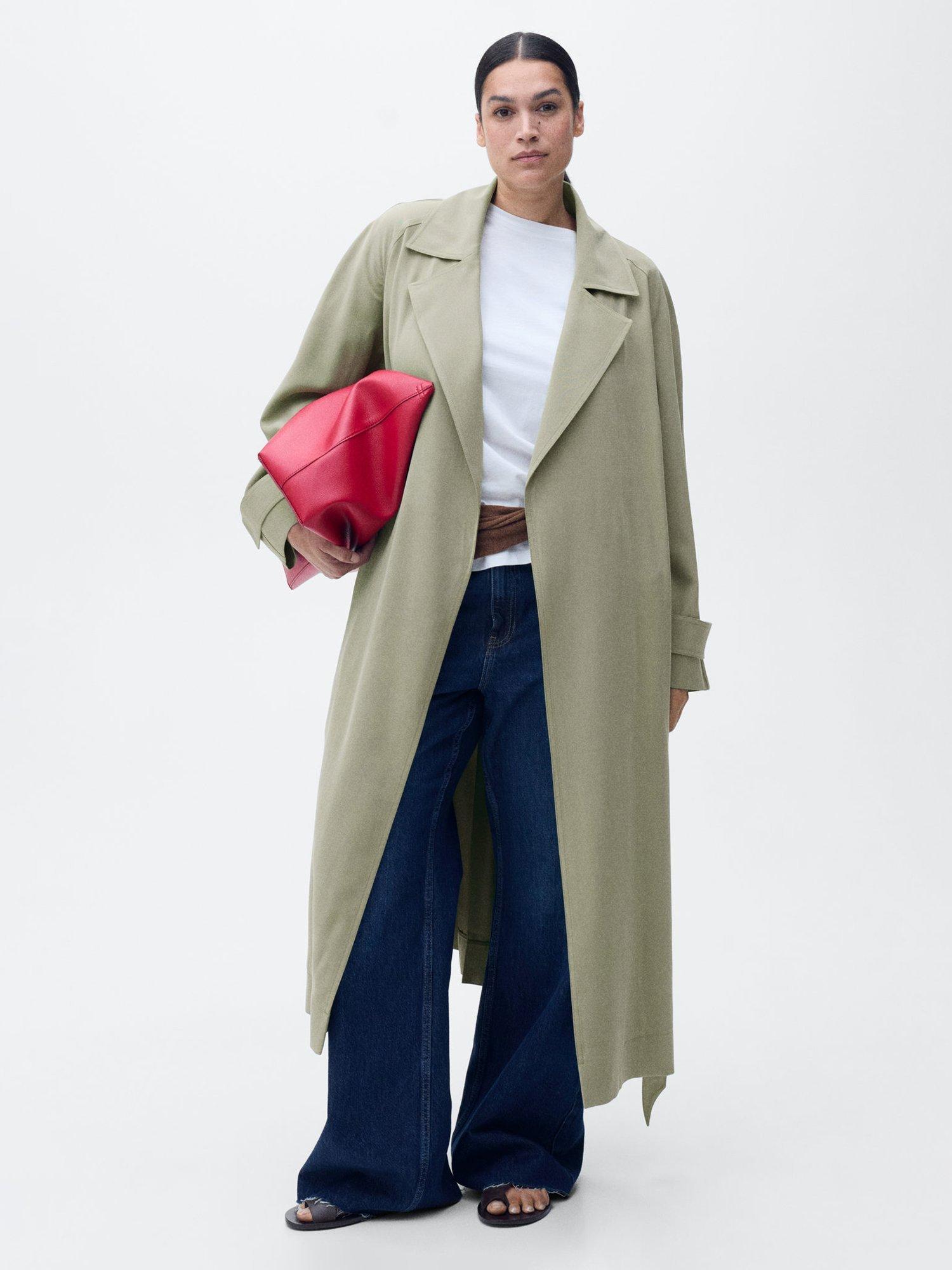 Product image 6 of 7, which shows Mango Taxi Belted Trench Coat, Khaki, XS