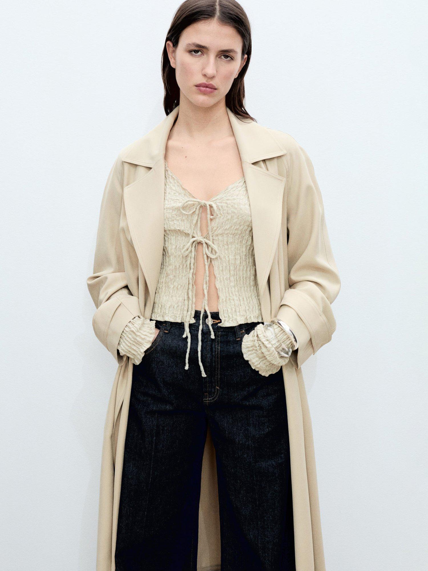 Product image 1 of 9, which shows Mango Taxi Belted Trench Coat, Beige, XS
