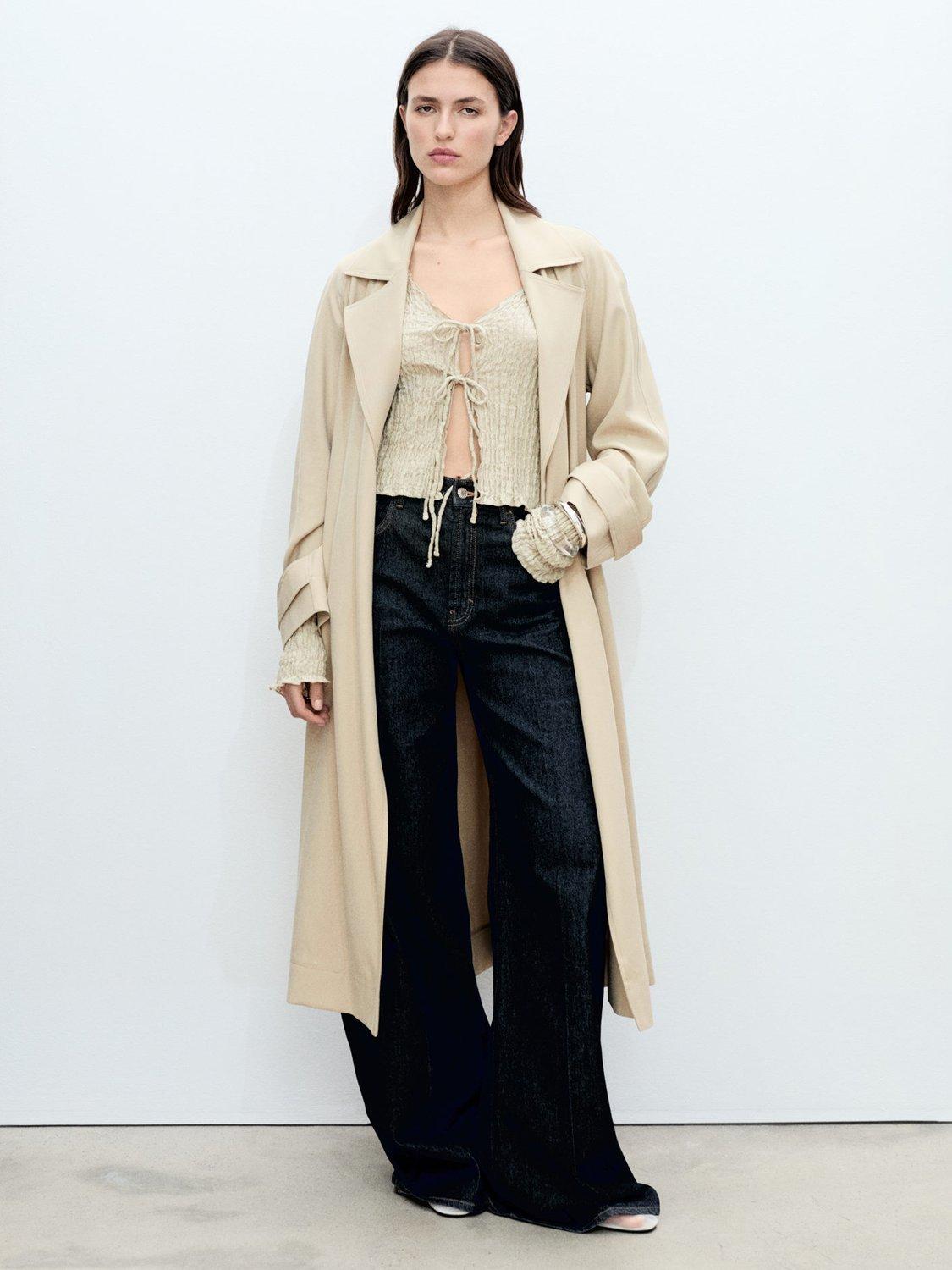 Product image 2 of 9, which shows Mango Taxi Belted Trench Coat, Beige, XS
