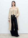 Mango Taxi Belted Trench Coat, Beige