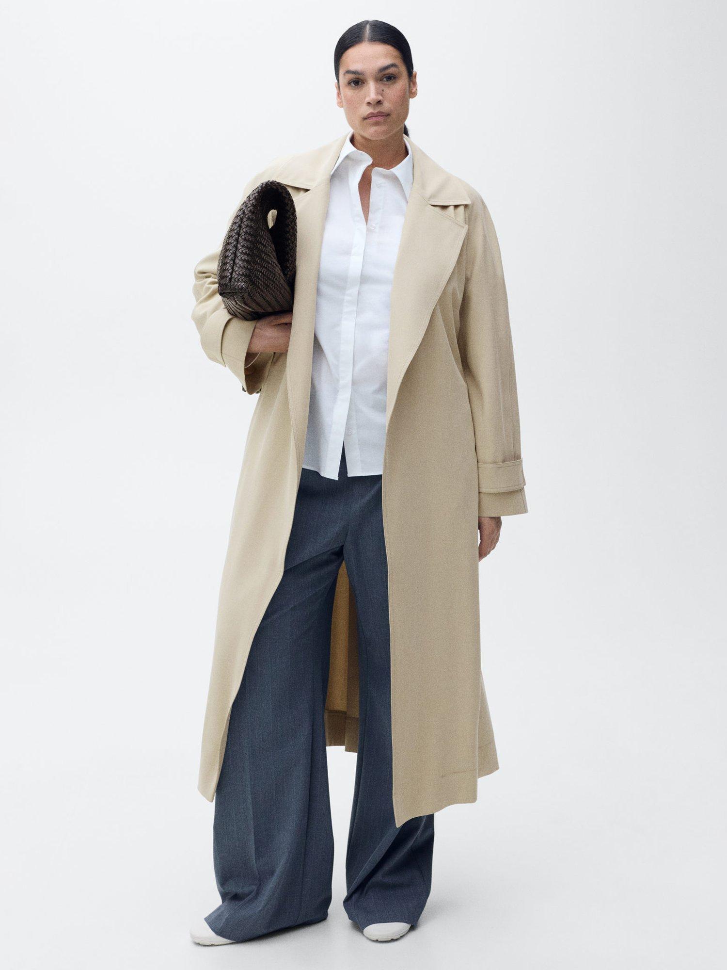 Product image 8 of 9, which shows Mango Taxi Belted Trench Coat, Beige, XS