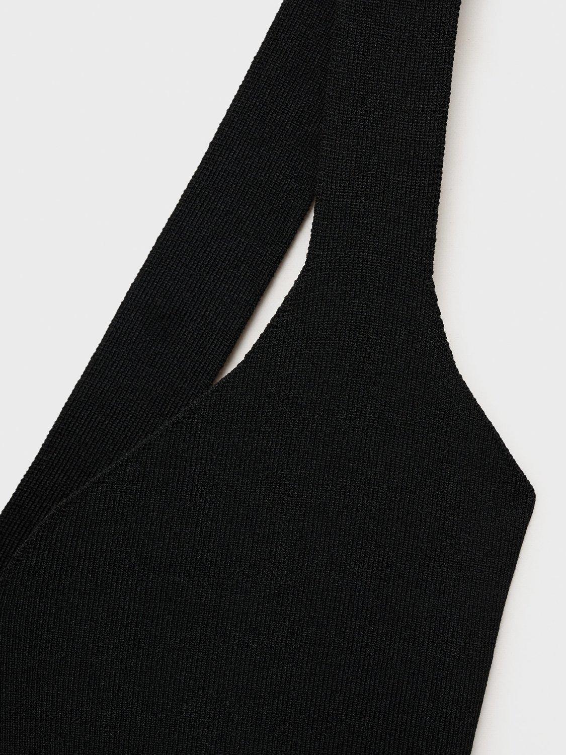 Product image 5 of 7, which shows Mango Cinnamon Knit Peplum Top, Black, XS