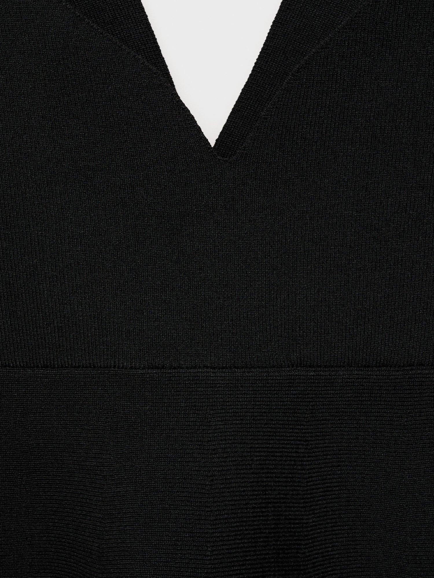 Product image 7 of 7, which shows Mango Cinnamon Knit Peplum Top, Black, XS