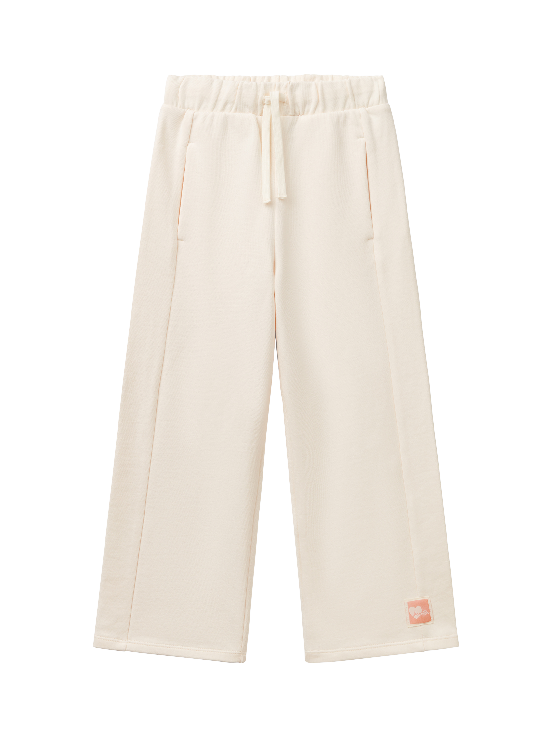 Product image 1 of 3, which shows Benetton Kids' Fleece Wide Leg Joggers, White Cream, 10-11 years