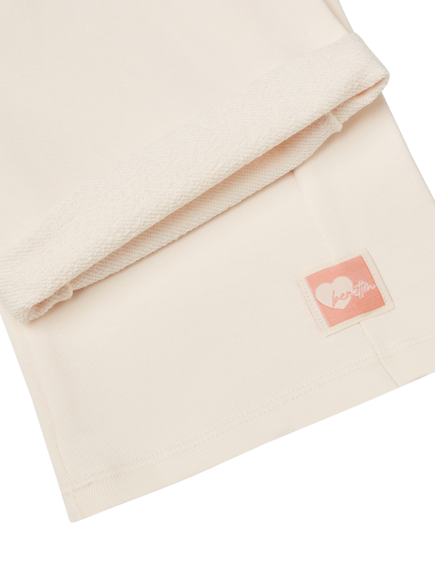 Product image 3 of 3, which shows Benetton Kids' Fleece Wide Leg Joggers, White Cream, 10-11 years
