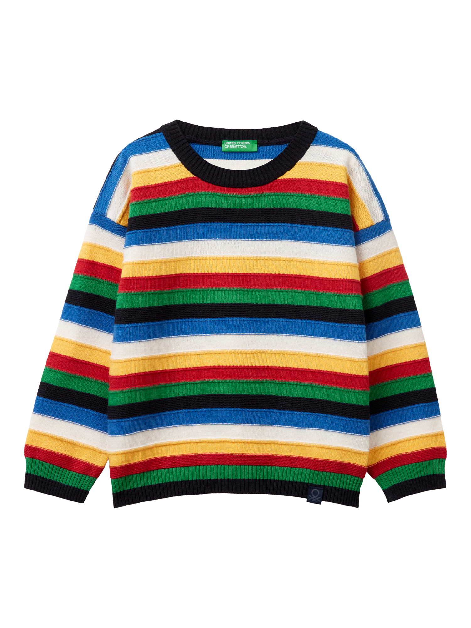 Product image 1 of 3, which shows Benetton Kids' Stripe Knit Jumper, Multicolor, 5-6 years