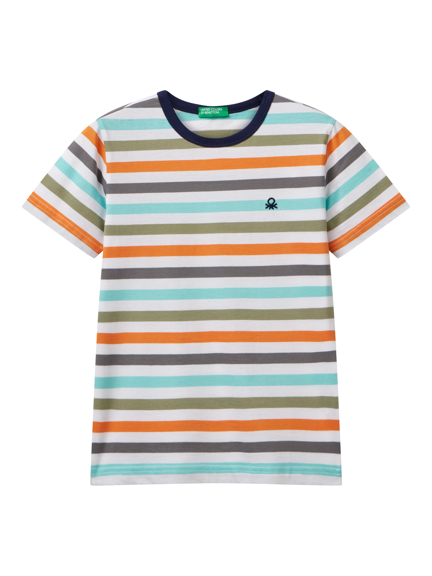 Benetton Kids' Stripe T-Shirt, Orange/Multi