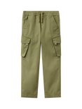 Benetton Kids' Drawstring Waist Cargo Trousers, Olive Green
