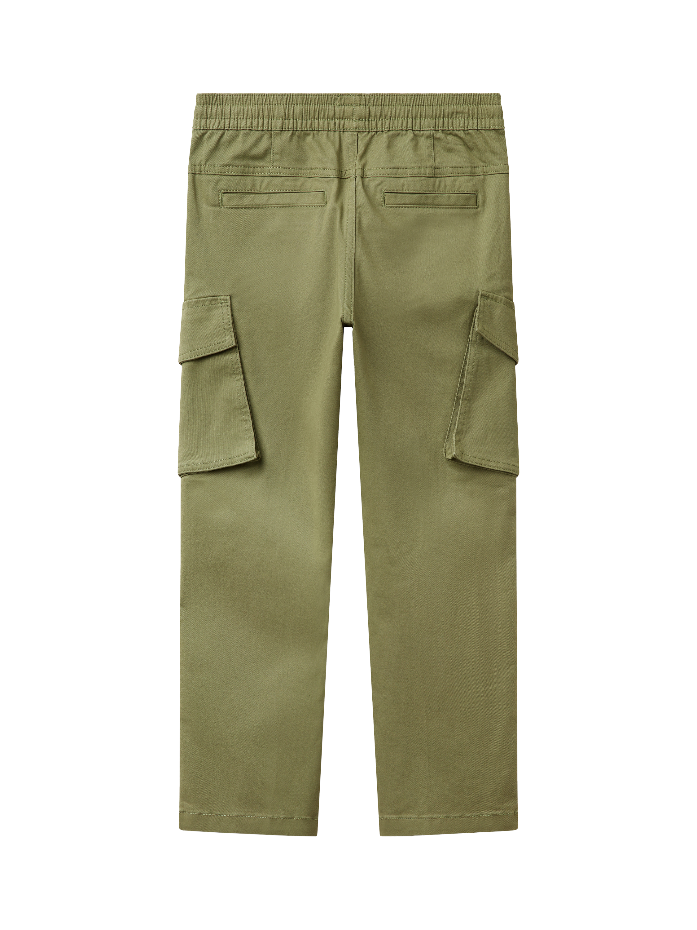 Product image 2 of 3, which shows Benetton Kids' Drawstring Waist Cargo Trousers, Olive Green, 6-7 years
