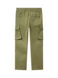 Benetton Kids' Drawstring Waist Cargo Trousers, Olive Green
