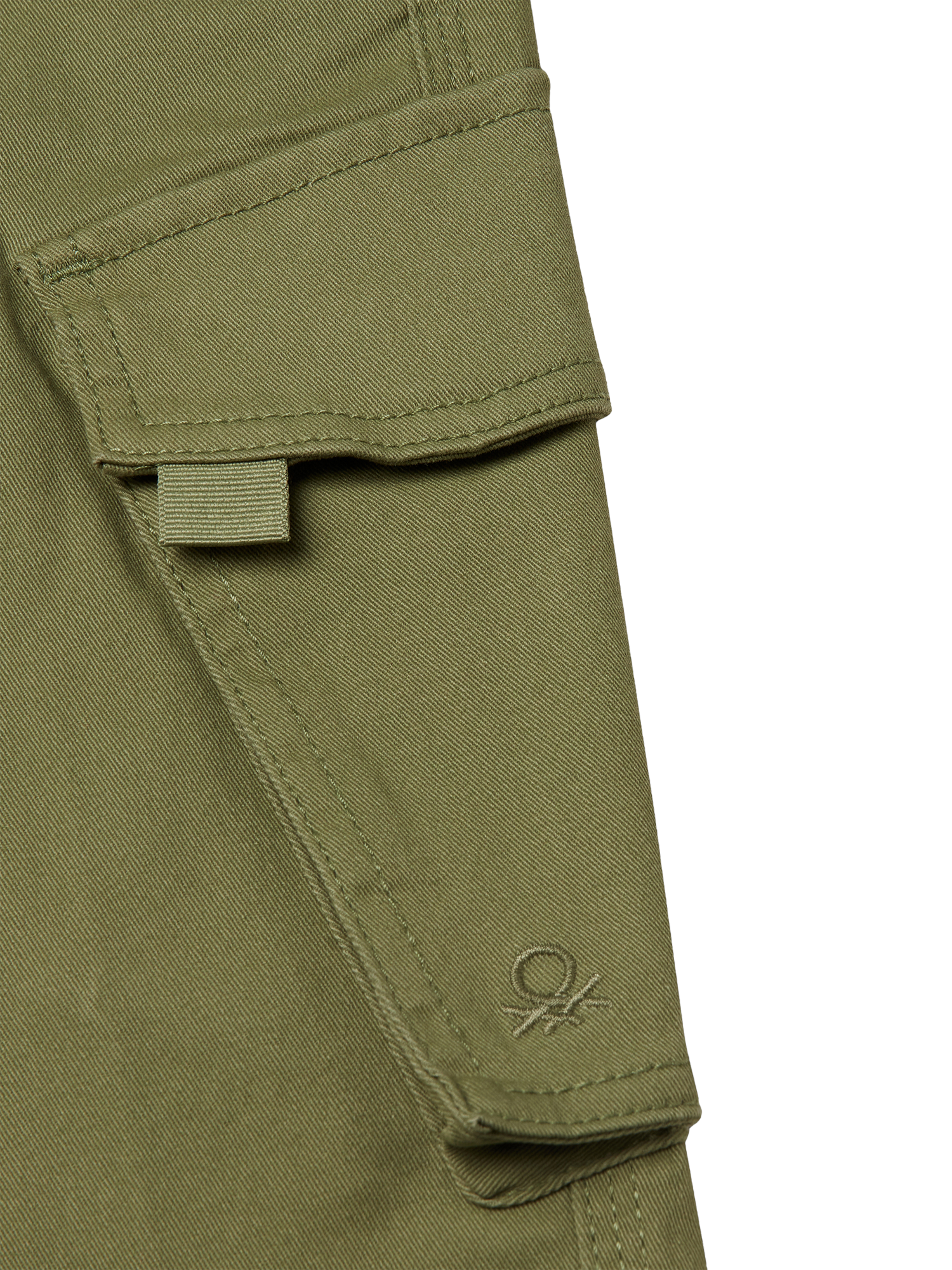 Product image 3 of 3, which shows Benetton Kids' Drawstring Waist Cargo Trousers, Olive Green, 6-7 years