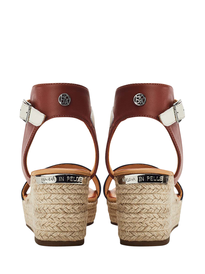 Product image 3 of 4, which shows Moda in Pelle Kolanthia Raffia Wedge Heel Sandals, Navy, 3