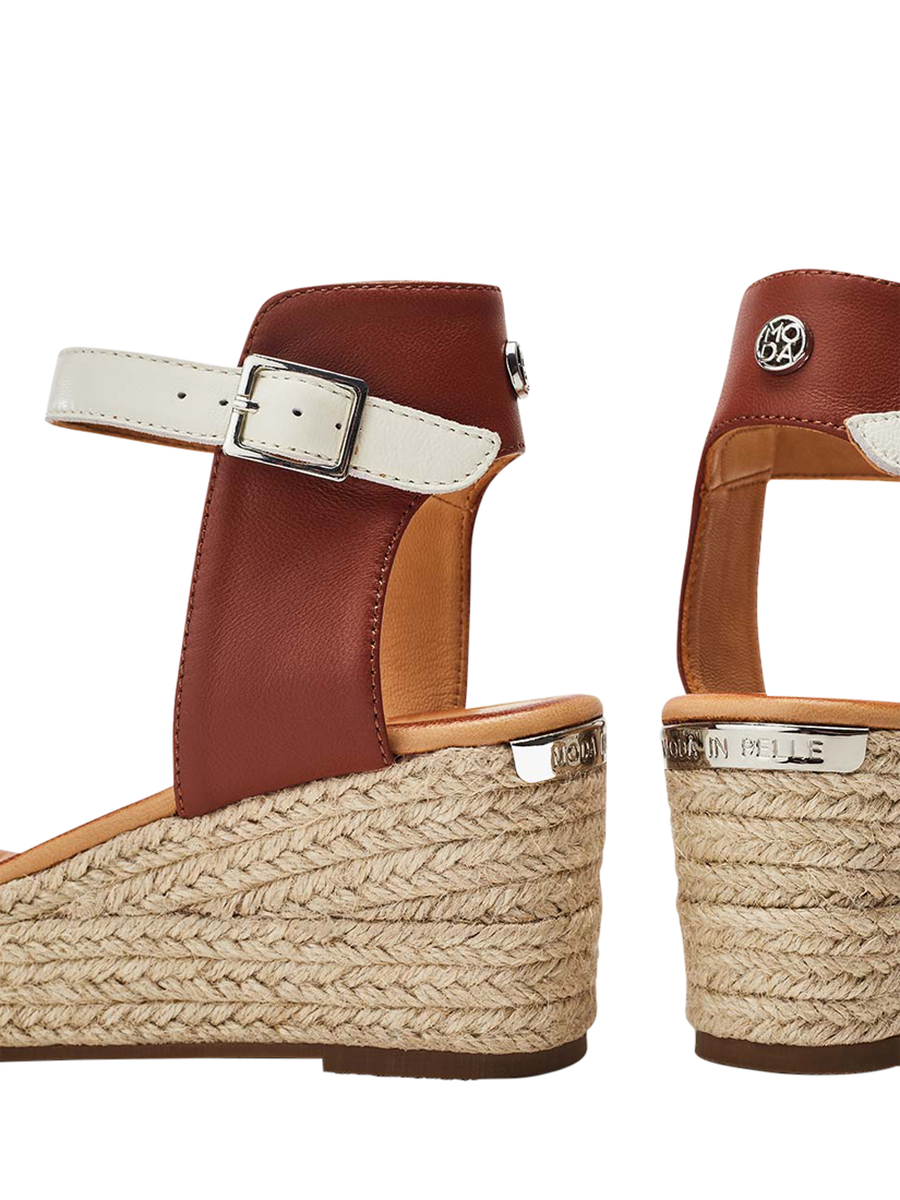 Product image 4 of 4, which shows Moda in Pelle Kolanthia Raffia Wedge Heel Sandals, Navy, 3