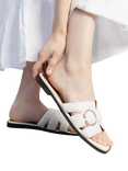 Moda in Pelle Liatris Leather Slider Sandals, Off White