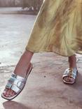 Moda in Pelle Liatris Leather Slider Sandals, Silver