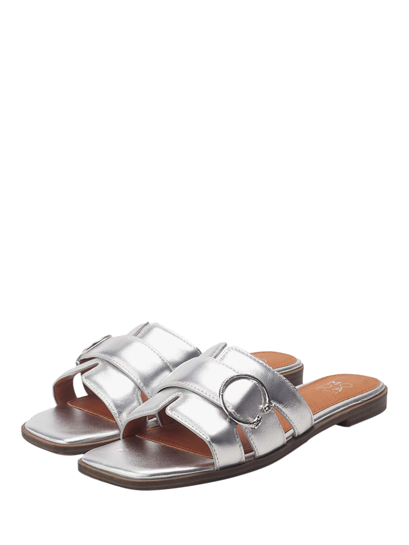 Product image 3 of 5, which shows Moda in Pelle Liatris Leather Slider Sandals, Silver, 3